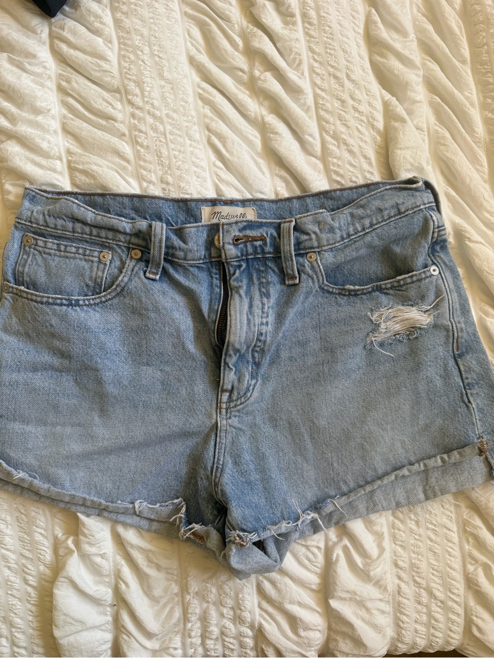 Madewell Distressed Light Blue Denim Cutoff Shorts